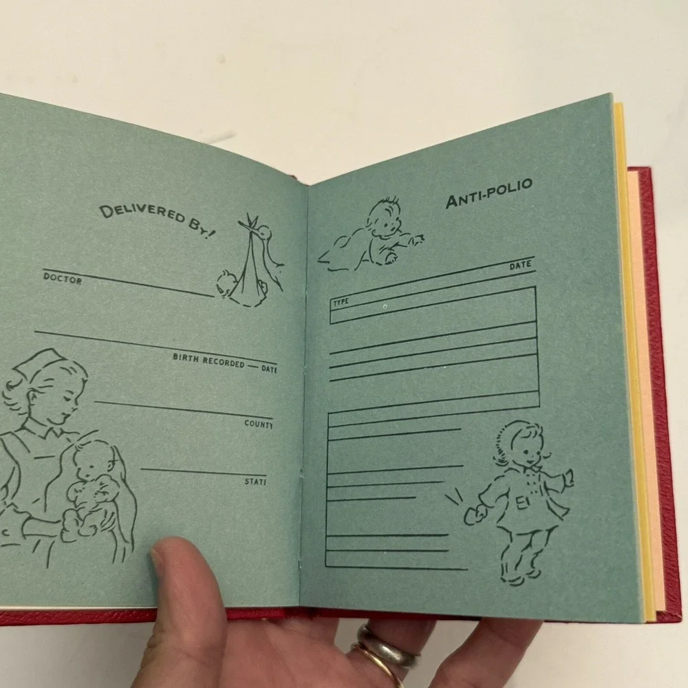 Vintage Our Children's Health Record (Log Book) Red‎ Hardcover-1961